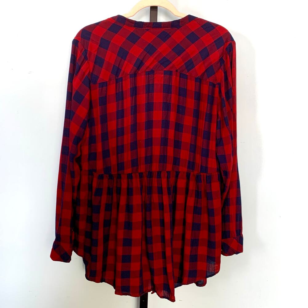 Torrid Red Buffalo Plaid Button Front Tunic Size 2 (2X) - Picture 6 of 7